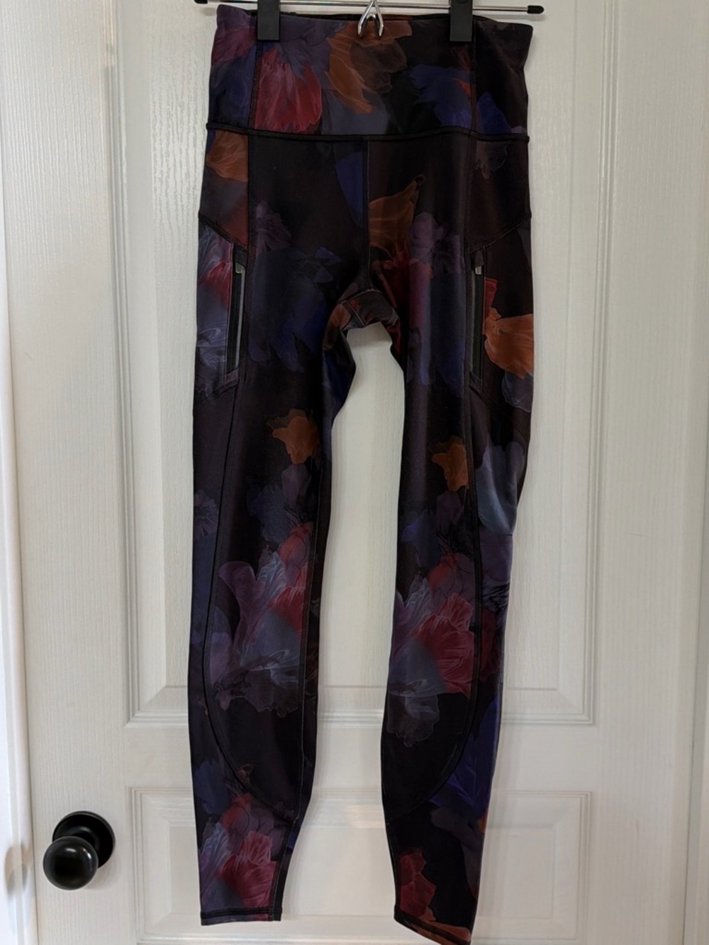 Athleta Floral Print Performance Leggings in Purple and Rust